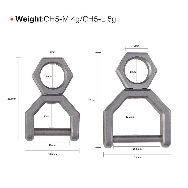 MecArmy Titanium rotatory D shape key ring, Utility Keyring with Screw Shackle, Car Key Tool Key Ring for Everyday Carry (Medium) - Image 4